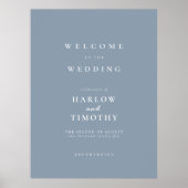 Elégant Dusty Blue Welcome Mariage signe Poster (Devant)