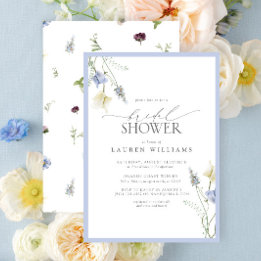Elegant Dusty Blue Wildflower Vrijgezellenfeest Kaart