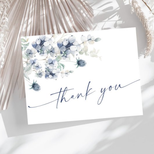 Elegant Dusty Blue Winter Foliage Boho Hartelijk d Briefkaart