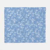 Elegant Dusty Blue Winter Frost Botanical Fleece Deken (Voorkant (Horizontaal))