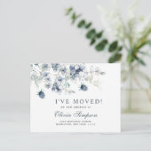 Elegant Dusty Blue Winter Moving Announement Briefkaart (Staand voorkant)