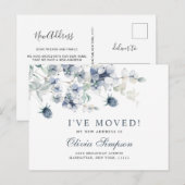 Elegant Dusty Blue Winter Moving Announement Briefkaart (Voorkant / Achterkant)
