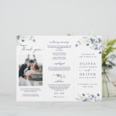 Elegant Dusty Blue Winter Wedding Ceremony Program (Staand voorkant)