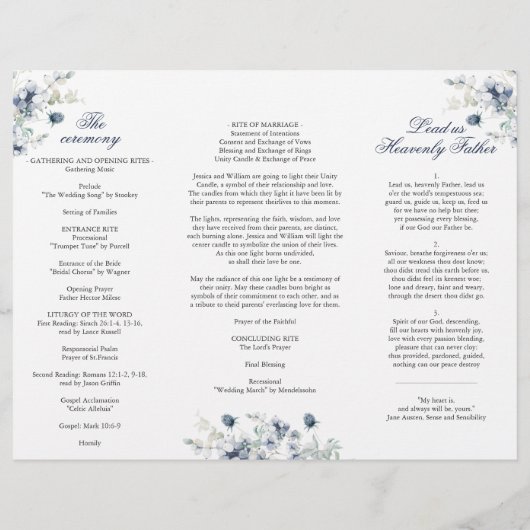 Elegant Dusty Blue Winter Wedding Ceremony Program (Achterkant)