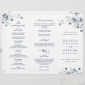 Elegant Dusty Blue Winter Wedding Ceremony Program (Voorkant / Achterkant)