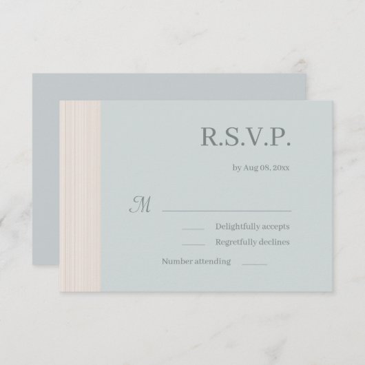 Elegant Dusty Blue Wood Grain Stripes Wedding RSVP Kaart (Voorkant / Achterkant)