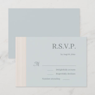 Elegant Dusty Blue Wood Grain Stripes Wedding RSVP Kaart