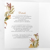 Elegant Dusty Brown Autumn Foliage Fall Wedding Drieluik Uitnodiging (Binnenzijde eerst)