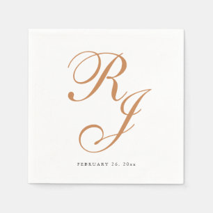 Elegant Dusty Gold Monogram bruiloft servetten