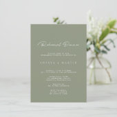Elegant Dusty Green Calligraphy Rehearsal Dinner Kaart (Staand voorkant)