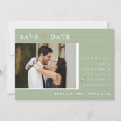 Elegant Dusty Green Gold Save the Date Calendar Kaart (Voorkant)