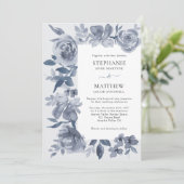 Elegant Dusty Grey Waterverf Floral Wedding Kaart (Staand voorkant)