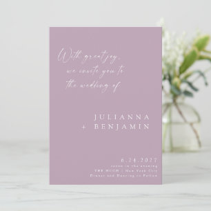 Elegant Dusty Lila Minimalist Chic Script Weddensc Kaart