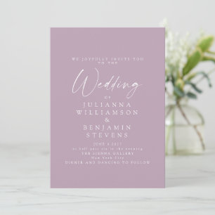 Elegant Dusty Lila Minimalist Script Wedding Kaart