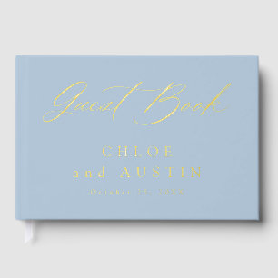 Elégant Dusty Mariage de calligraphie bleu et or
