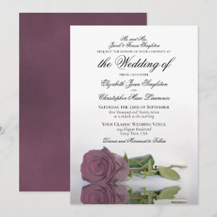 Elegant Dusty Mauve Pink Rose Formal Wedding Kaart
