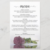Elegant Dusty Mauve Rose Budget Mariage Menu (Devant)