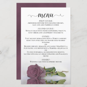 Elegant Dusty Mauve Rose Budget Mariage Menu