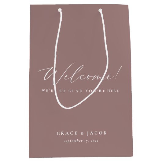 Elegant Dusty Mauve Wedding Welcome Guest Medium Cadeauzakje (Voorkant)