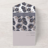 Elegant Dusty Navy Blue bruiloft Bloemen All In One Uitnodiging (Buitenkant)