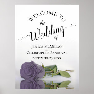Elegant Dusty Paars Roos Stylish Wedding Welcome Poster