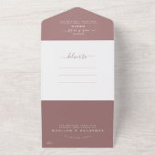 Elegant Dusty Pink Calligraphy Photo Wedding All In One Uitnodiging (Buitenkant)