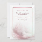 Elégant Dusty Pink Feather Mariage Faire-part (Devant)