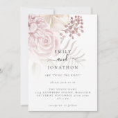 Elegant Dusty Pink Florals Informele Script Bruilo Kaart (Voorkant)