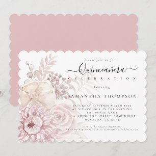 Elegant Dusty Pink Florals Quinceañera Kaart