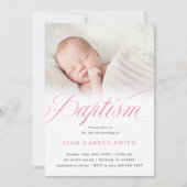 Elegant Dusty Pink Pastel Script Baptisme Foto Kaart (Voorkant)