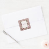 Elegant Dusty Pink Rustic Floral Gold Frame Vierkante Sticker (Envelop)