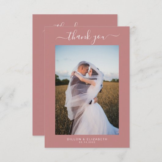 Elegant Dusty Pink Weddenschap Hartelijk dank voor Kaart (Voorkant / Achterkant)