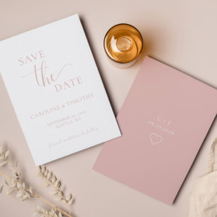 Elegant Dusty Pink Wedding Save The Date Kaart