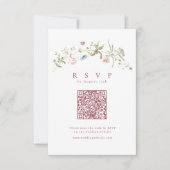 Elegant Dusty Pink Wildflower Rustic Boho QR-code RSVP Kaartje (Voorkant)