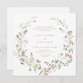 Elegant Dusty Pink Wildflower Rustic Boho Wedding Kaart (Voorkant / Achterkant)