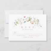 Elegant Dusty Pink Wildflower Rustic Boho Wedding RSVP Kaartje (Voorkant)