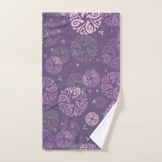 Élégant Dusty Purple Motif Ethnique (Serviette à main)