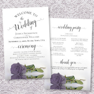 Élégant Dusty Purple Rose Programme de mariage bud