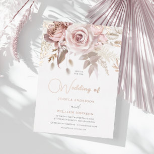Elegant Dusty Roos Blush Spring Wedding Roos Gold Folie Uitnodiging