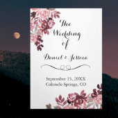 Elegant Dusty Roos Burgundy Floral Wedding Program Drieluik Programma