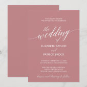 Elegant Dusty Roos Calligraphy Wedding Kaart (Voorkant / Achterkant)