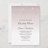 Elegant Dusty Roos Diamonds Wedding Kaart (Voorkant)