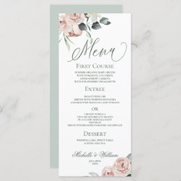 Elegant Dusty Roos Eucalyptus Wedding Menu