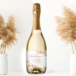 Elegant Dusty Roos Floral Sparkling Wijnetiket