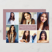 Elegant Dusty Roos Graduy Party Photo Collage Kaart (Voorkant / Achterkant)