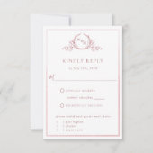 Elegant Dusty Roos Monogram en Waterverf RSVP (Voorkant)