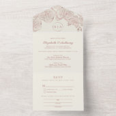 Elegant Dusty Roos Orchid Monogram Foto Weduwschap All In One Uitnodiging (Binnen)