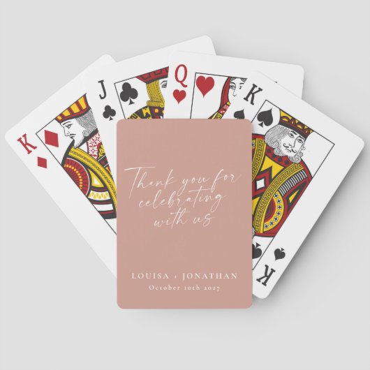 Elegant Dusty Roos Trendy Script Custom Hartelijk Pokerkaarten (Achterkant)