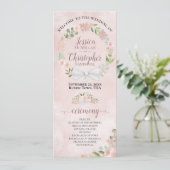 Elegant Dusty Roos Waterverf Krans Bruiloft Programma (Staand voorkant)