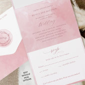 Elegant Dusty Roos Waterverf Monogram Weddenschap  All In One Uitnodiging